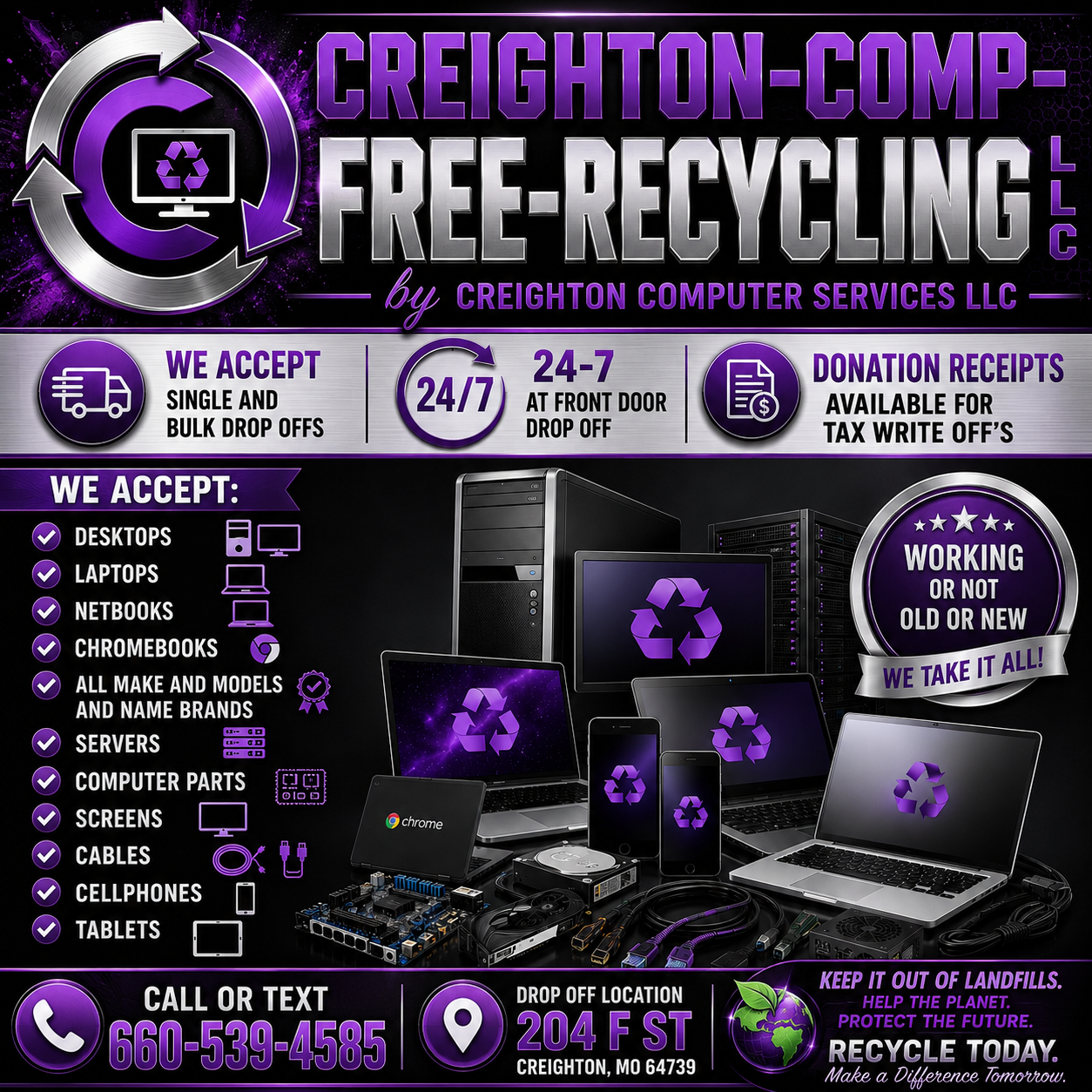 Creighton Computer Services free recycling flyer